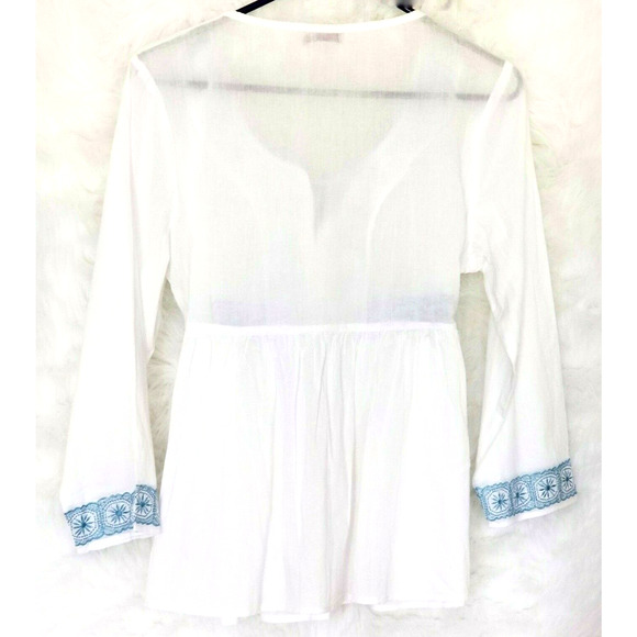 Voile Beautiful White Tunic 100% cotton - Size L - Picture 2 of 5